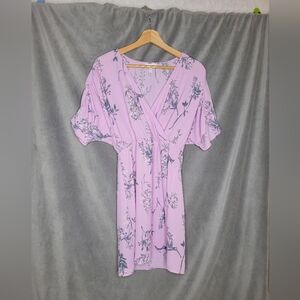 Leith Wrap Dress Womens Size XS Purple Floral Dolman Sleeeve
